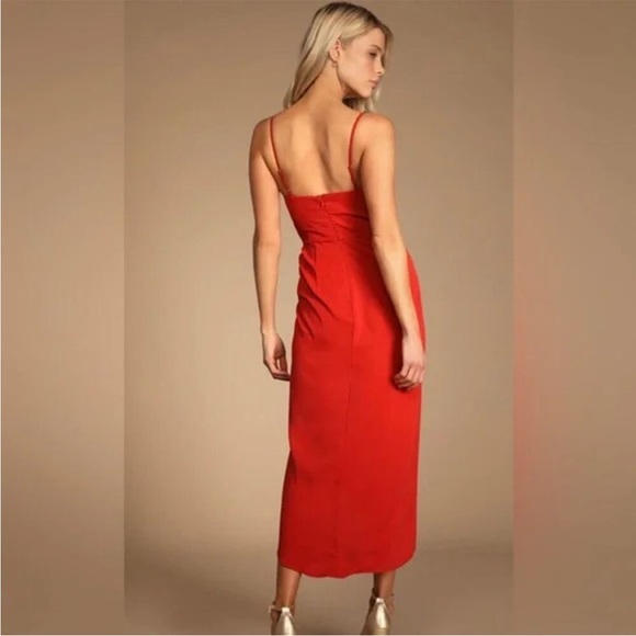 Lulus Reinette Midi Spaghetti Stap Rust Zippered Dress Women's Size Small NWT! - Picture 3 of 13